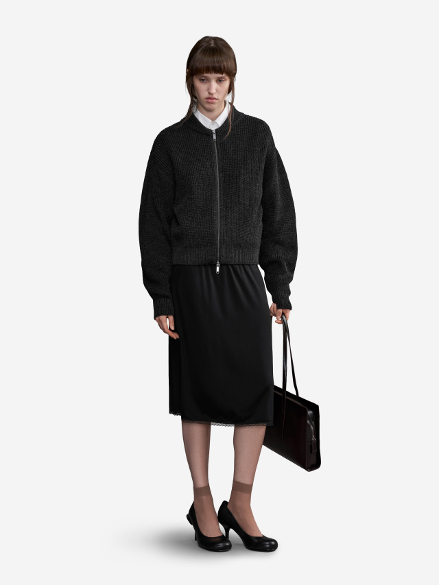 Knitted Zip-Up Bomber Jacket