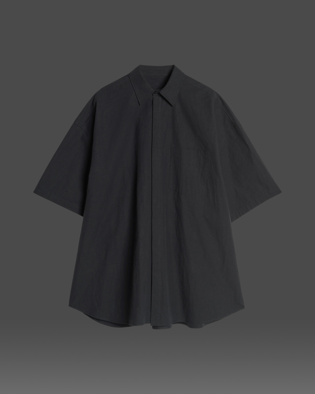 Short-sleeved boiled cotton shirt