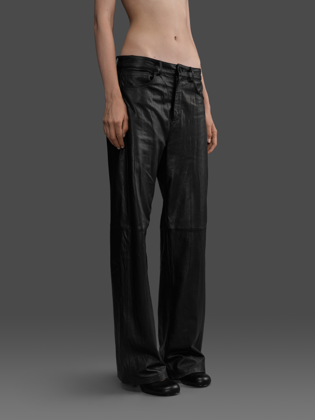 Relaxed Fit Leather Jeans