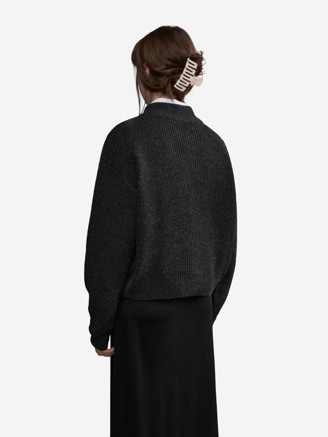 Knitted Zip-Up Bomber Jacket